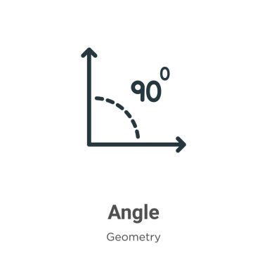 Beyaz arkaplanda açısal simge vektörü. Mobil konsept ve web uygulamaları tasarımı için modern geometri koleksiyonundan düz vektör açı simgesi işareti.