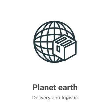 Dünya gezegeni vektör ikonu. İnce çizgi siyah gezegen Dünya ikonu, düz vektör basit element çizimi, düzenlenebilir dağıtım ve lojistik kavram, beyaz arkaplanda izole edilmiş.