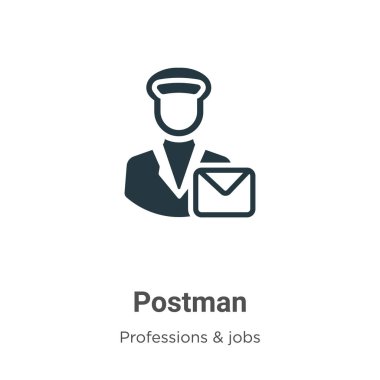 Postacı vektör simgesi beyaz arka planda. Mobil konsept ve web uygulamaları tasarımı için modern meslek koleksiyonundan düz vektör postacı simgesi işareti.