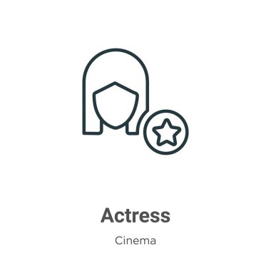 Aktris taslak vektör simgesi. İnce çizgi siyah aktris ikonu, düz vektör basit element çizimi, düzenlenebilir sinema konseptinden beyaz arkaplanda izole edilmiş.