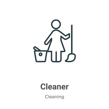 Daha temiz taslak vektör simgesi. İnce çizgi siyah temizleyici simgesi, düz vektör basit element çizimi beyaz arkaplanda izole edilmiş düzenlenebilir temizlik konseptinden