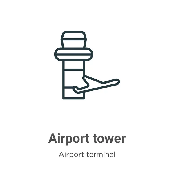 Airport Toren Omtrek Vector Icoon Dunne Lijn Zwarte Luchthaven Toren — Stockvector