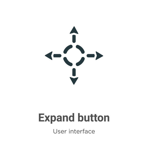 Expand button vector icon on white background. Flat vector expand button icon symbol sign from modern user interface collection for mobile concept and web apps design.