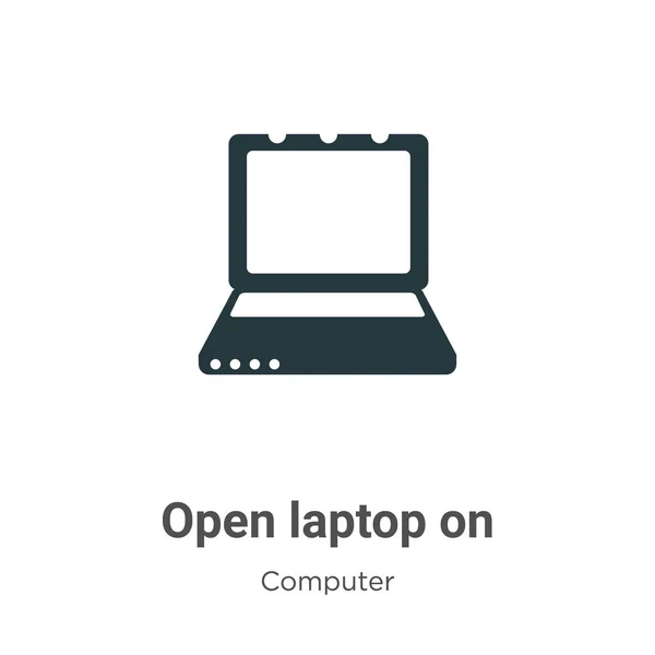 Open Laptop Vector Icon White Background Flat Vector Open Laptop — vektorikuva