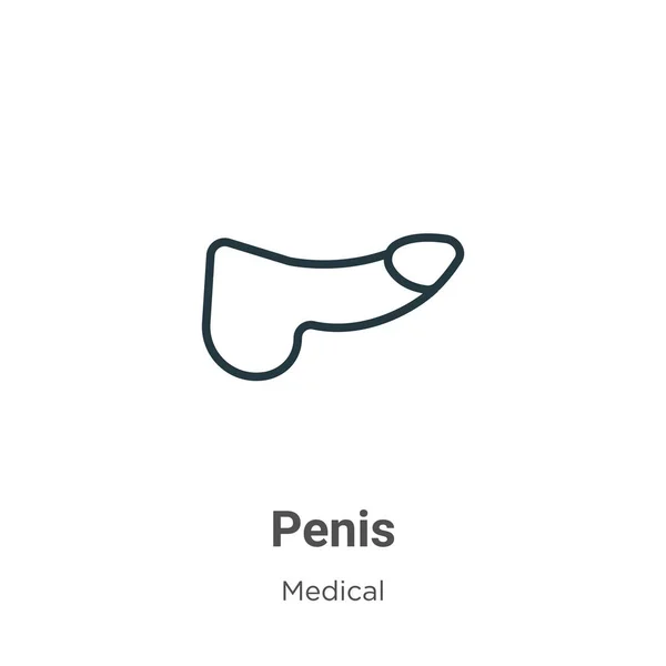 Penis Outline Vector Icon Thin Line Black Penis Icon Flat — ストックベクタ
