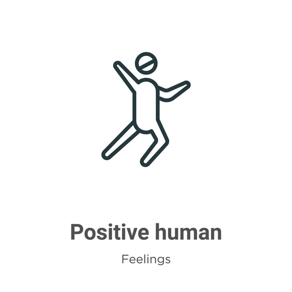 Ícono Vectorial Del Contorno Humano Positivo Icono Humano Positivo Negro — Vector de stock