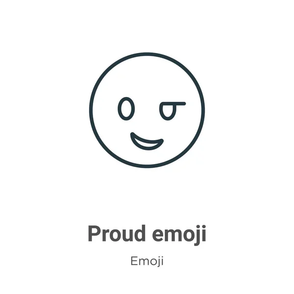 Orgulhoso Emoji Esboço Vetor Ícone Linha Fina Preto Orgulhoso Emoji — Vetor de Stock