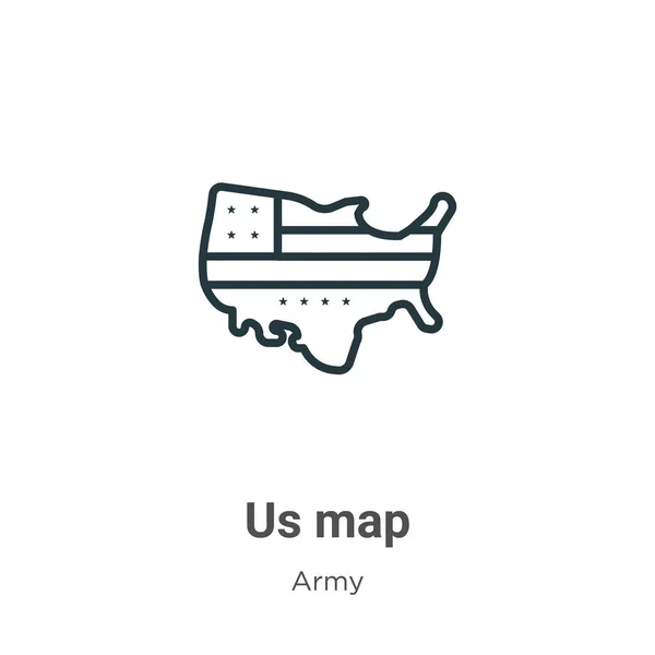 我们绘制地图矢量图标.细线黑色美国地图图标,平面矢量简单元素说明从可编辑的陆军概念分离的白色背景 — 图库矢量图片