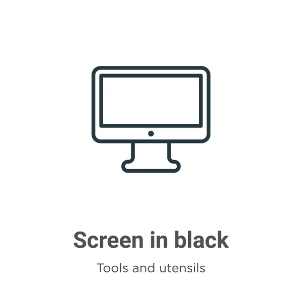 Pantalla en negro icono vectorial contorno. Pantalla negra de línea de Thin en icono negro, ilustración vectorial simple de elemento plano de herramientas editables y el concepto de utensilios aislados sobre fondo blanco. — Archivo Imágenes Vectoriales