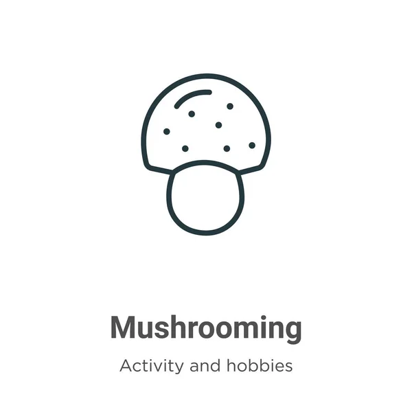 Ícono Vectorial Del Contorno Mushrooming Icono Línea Thin Negro Mushrooming — Vector de stock