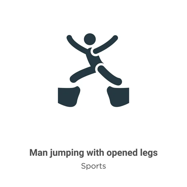 Muž Skákání Rozevřené Nohy Glyf Ikona Vektor Bílém Pozadí Plochý — Stockový vektor