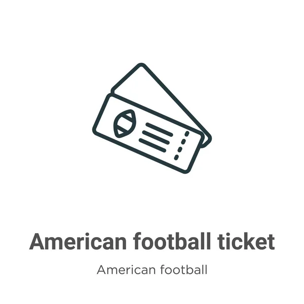 Vektorová Ikona Amerického Fotbalového Lístku Tenká Čára Černá Americká Fotbalová — Stockový vektor