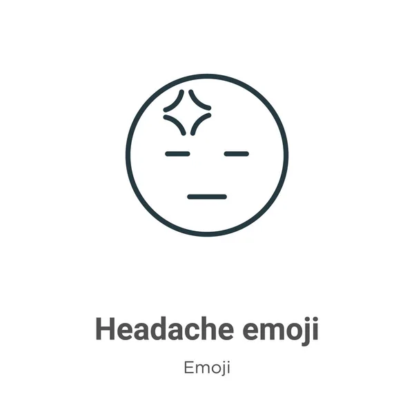 Cefaleias Emoji Contorno Vetor Ícone Thin Line Black Headache Emoji — Vetor de Stock