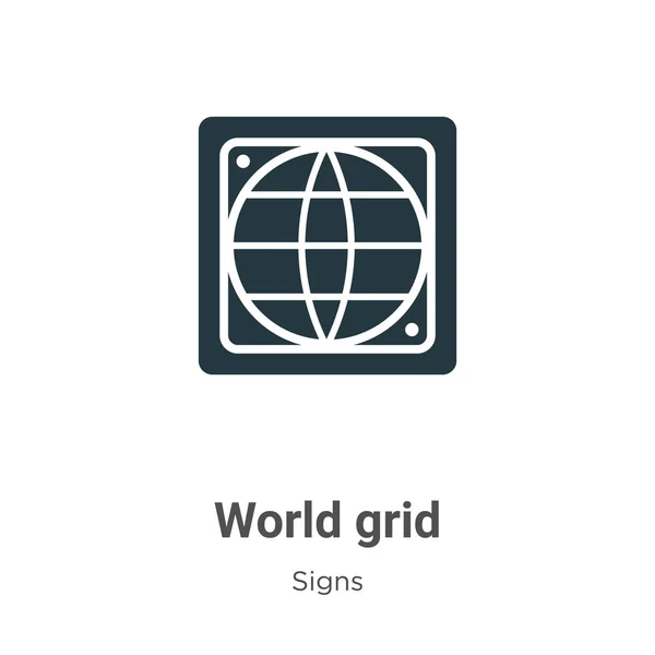 Icône Vectorielle Grille Mondiale Sur Fond Blanc Signe Symbole Icône — Image vectorielle