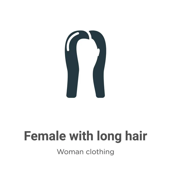 Female Long Hair Vector Icon White Background Flat Vector Female — 图库矢量图片