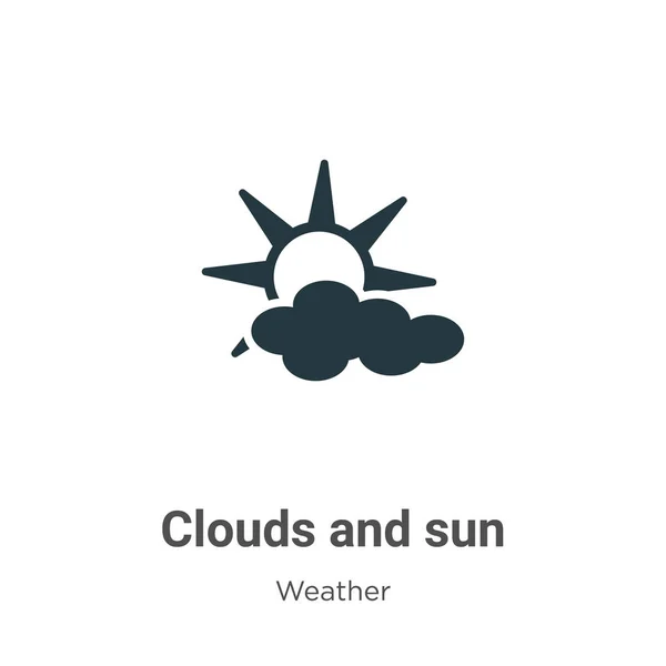 Clouds Sun Glyph Icon Vector White Background Flat Vector Clouds — Stock vektor