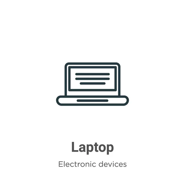 Laptop Ícone Vetor Esboço Ícone Laptop Preto Linha Fina Ilustração — Vetor de Stock