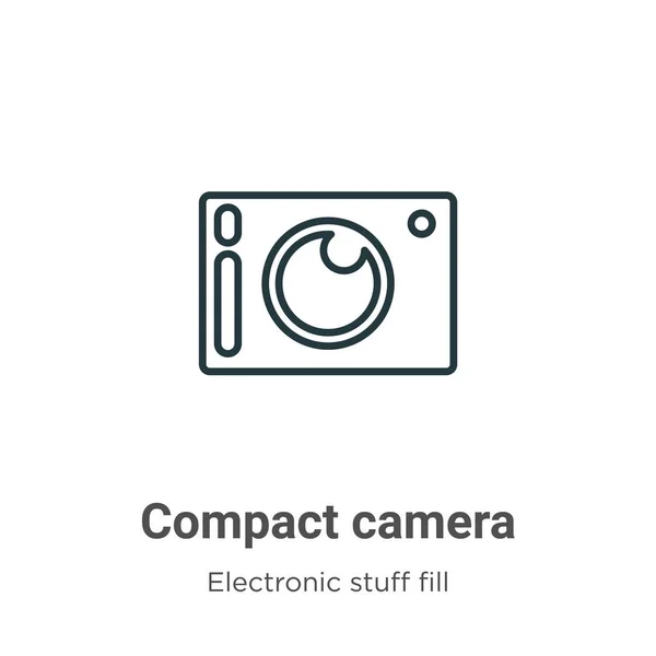 Icono Vectorial Contorno Cámara Compacta Icono Cámara Compacta Negra Línea — Archivo Imágenes Vectoriales