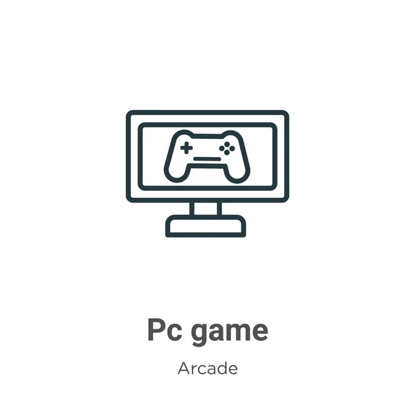 Pcゲームのアウトラインベクトルアイコン 薄いライン黒のPcゲームアイコン 白の背景に隔離された編集可能なエンターテイメントコンセプトからフラットベクトルシンプルな要素イラスト — ストックベクタ