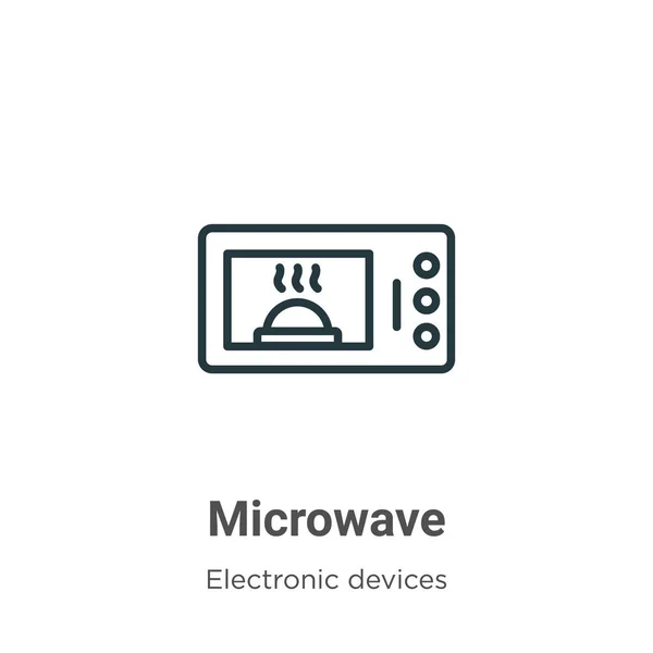 Icono Vector Contorno Microondas Icono Microondas Negro Línea Delgada Ilustración — Archivo Imágenes Vectoriales