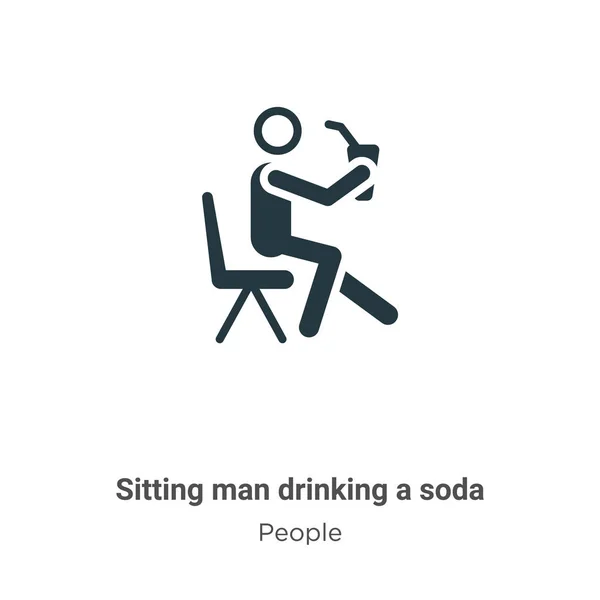 Καθισμένος Άνθρωπος Πίνοντας Ένα Διάνυσμα Σόδα Εικονίδιο Λευκό Φόντο Επίπεδη — Διανυσματικό Αρχείο