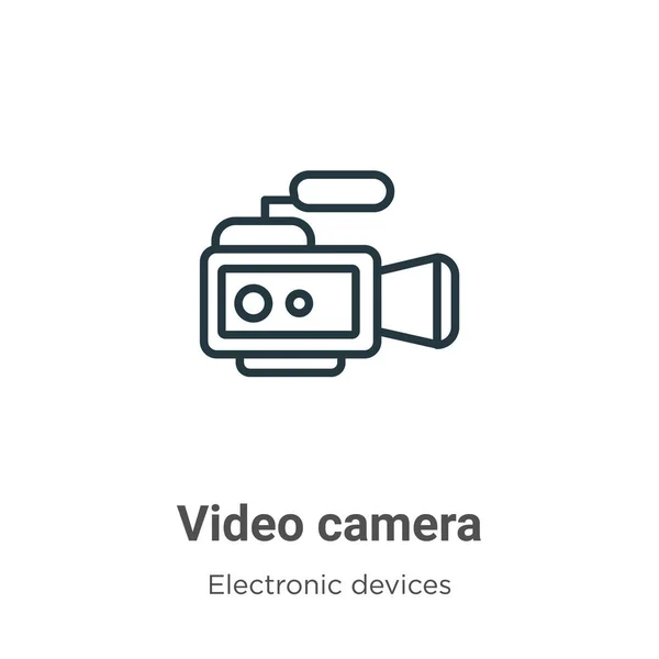 Videokamera Umreißt Vektor Symbol Dünne Linie Schwarze Videokamera Symbol Flacher — Stockvektor