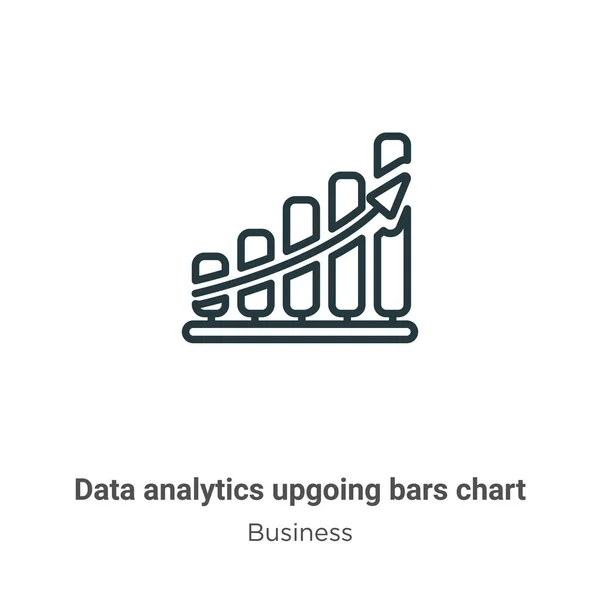 Data analytics upgoing bars chart outline vector icon. Thin line black data analytics upgoing bars chart icon, flat vector simple element illustration from editable business concept isolated on white — Stock Vector