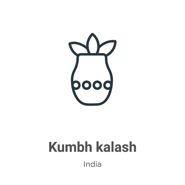 Kumbh Kalash Contorno Icono Vector Icono Kumbh Kalash Negro Línea — Vector de stock