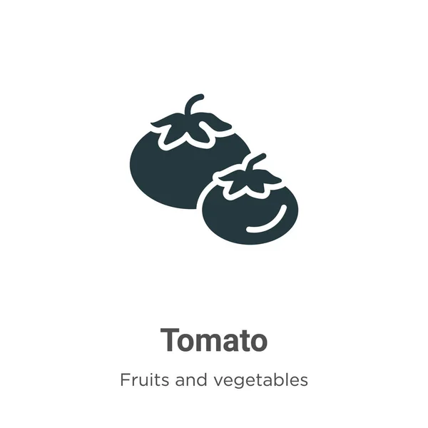 白い背景にトマトグリフアイコンベクトル モバイルコンセプトとWebアプリのデザインのための現代の果物コレクションからフラットベクトルトマトアイコン記号記号 — ストックベクタ