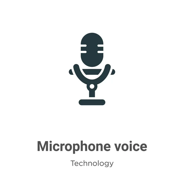 Microphone Voice Glyph Icon Vector White Background Flat Vector Microphone — Stock Vector