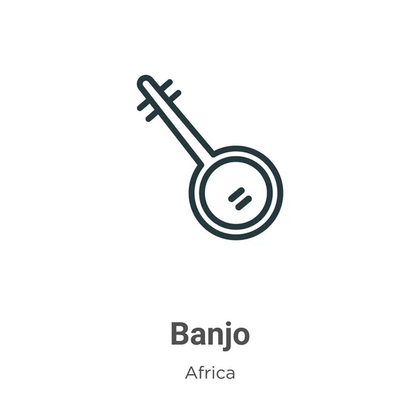 Banjo Contorneado Icono Vectorial Icono Del Banjo Negro Línea Thin — Vector de stock