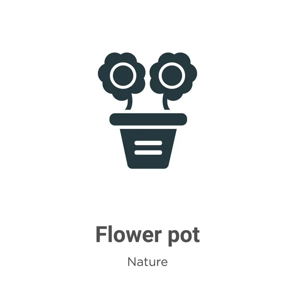 Flower Pot Glyph Icon Vector White Background Flat Vector Flower — Stock Vector