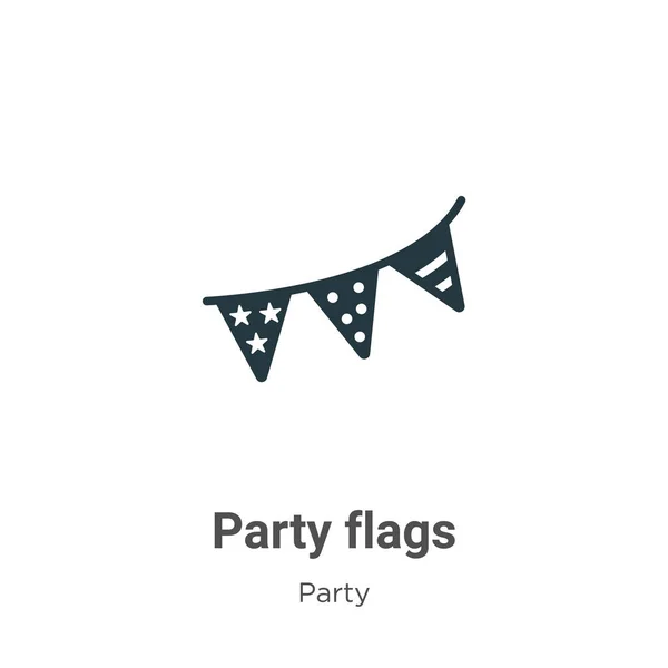 Party Flags Glyph Icon Vector White Background Flat Vector Party — Stock vektor