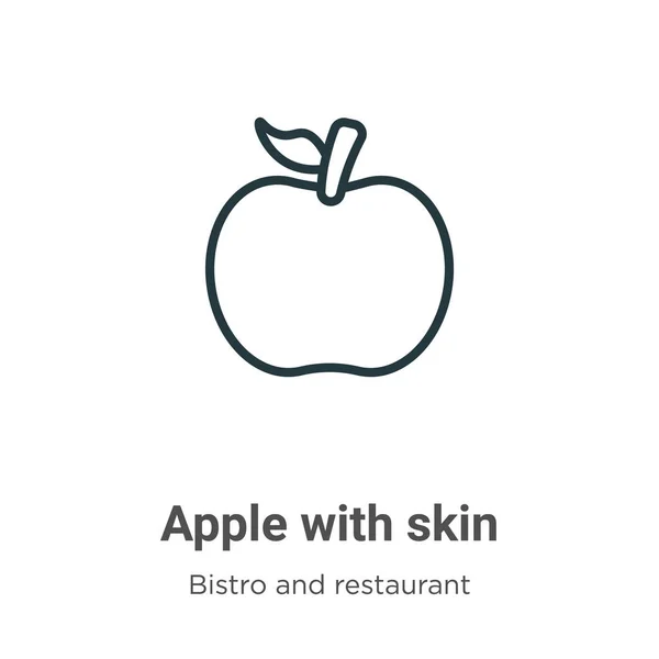 スキンアウトラインベクトルアイコンを持つアップル。肌のアイコンを持つ細いラインブラックアップル、編集可能なビストロやレストランのコンセプトからフラットベクトルシンプルな要素イラスト白い背景に隔離された — ストックベクタ