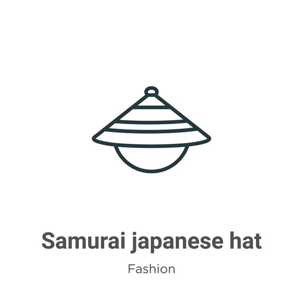 Samurai Giapponese Cappello Contorno Vettore Icona Sottile Linea Nera Samurai — Vettoriale Stock