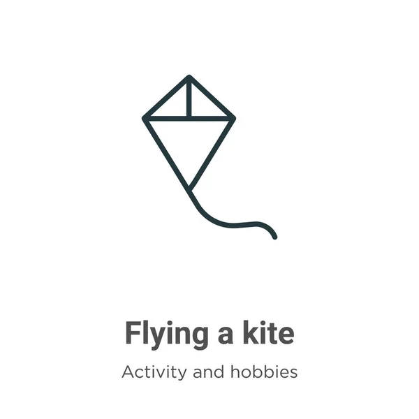 Flying Kite Outline Vector Icon Thin Línea Negra Ondeando Icono — Vector de stock