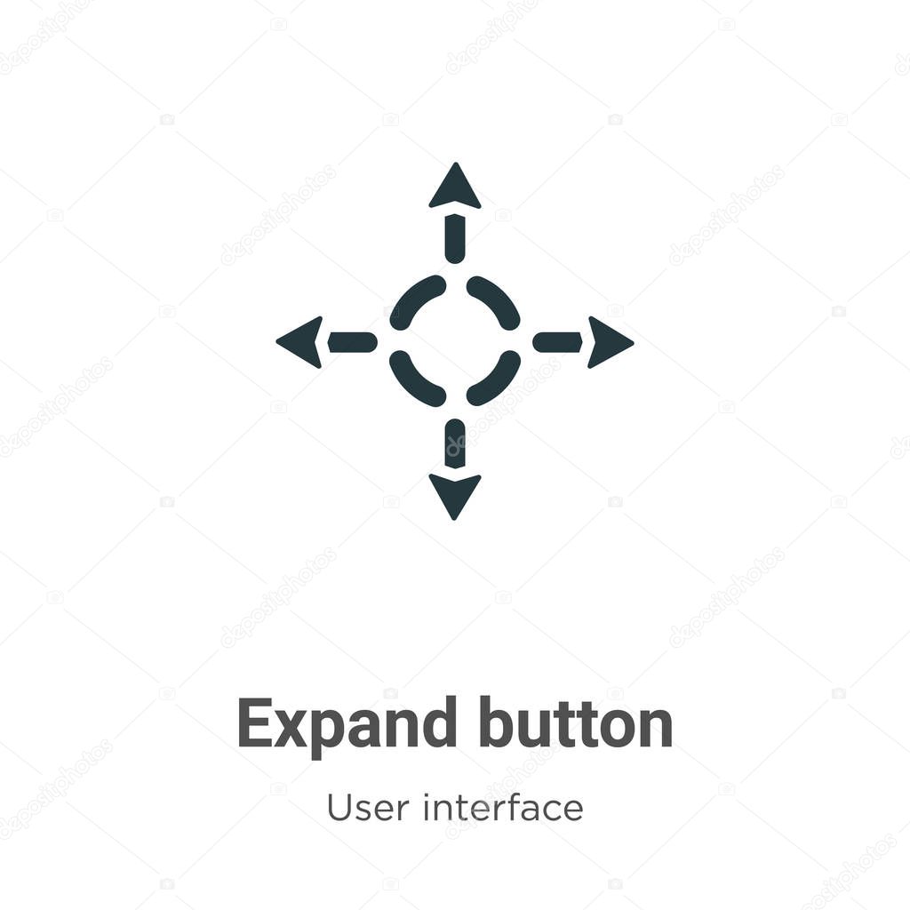 Expand button vector icon on white background. Flat vector expand button icon symbol sign from modern user interface collection for mobile concept and web apps design.