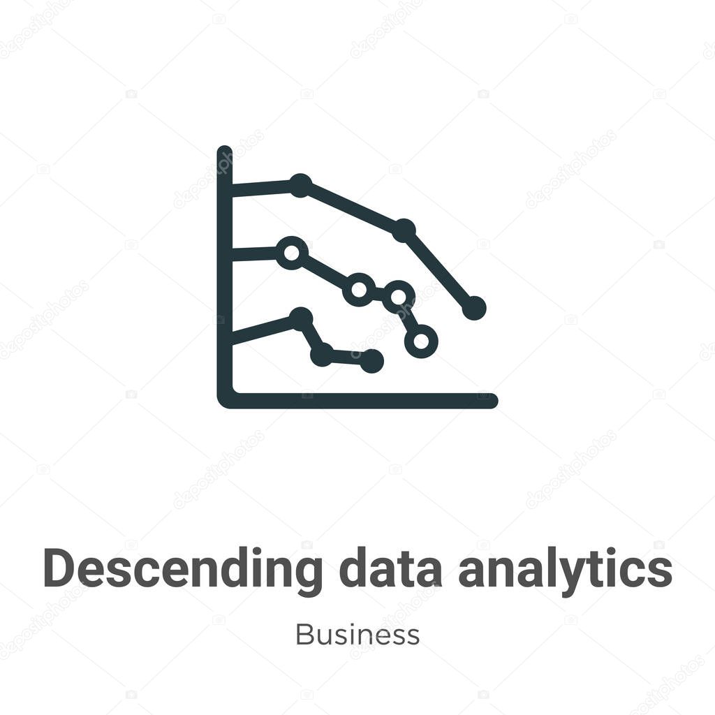 Descending data analytics line graphic vector icon on white background. Flat vector descending data analytics line graphic icon symbol sign from modern business collection for mobile concept and web
