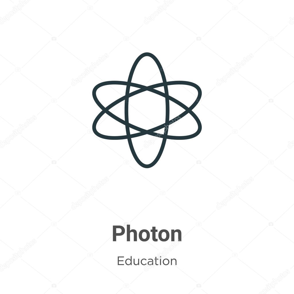 Photon outline vector icon. Thin line black photon icon, flat vector simple element illustration from editable education concept isolated on white background