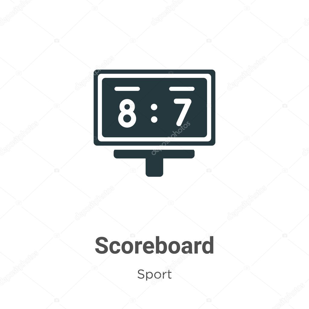 Scoreboard vector icon on white background. Flat vector scoreboard icon symbol sign from modern sport collection for mobile concept and web apps design.