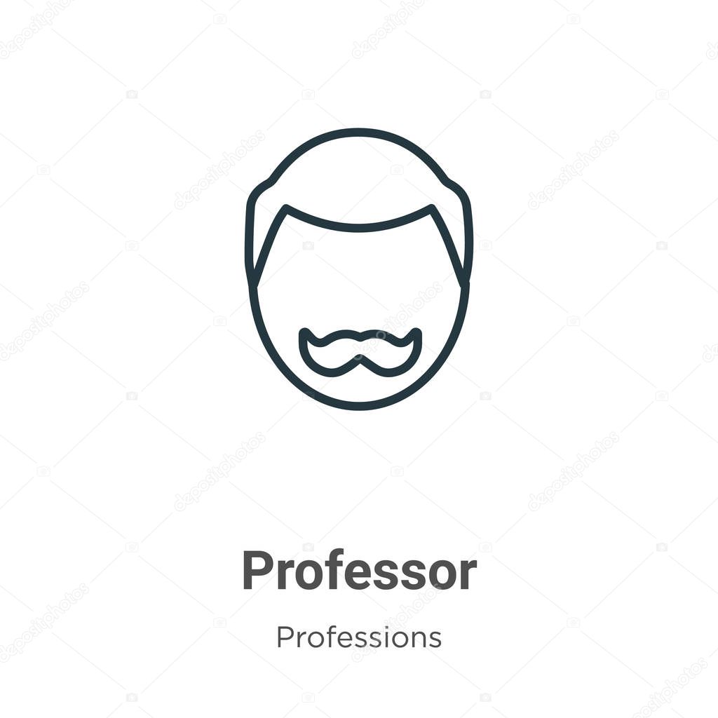 Professor outline vector icon. Thin line black professor icon, flat vector simple element illustration from editable professions concept isolated on white background
