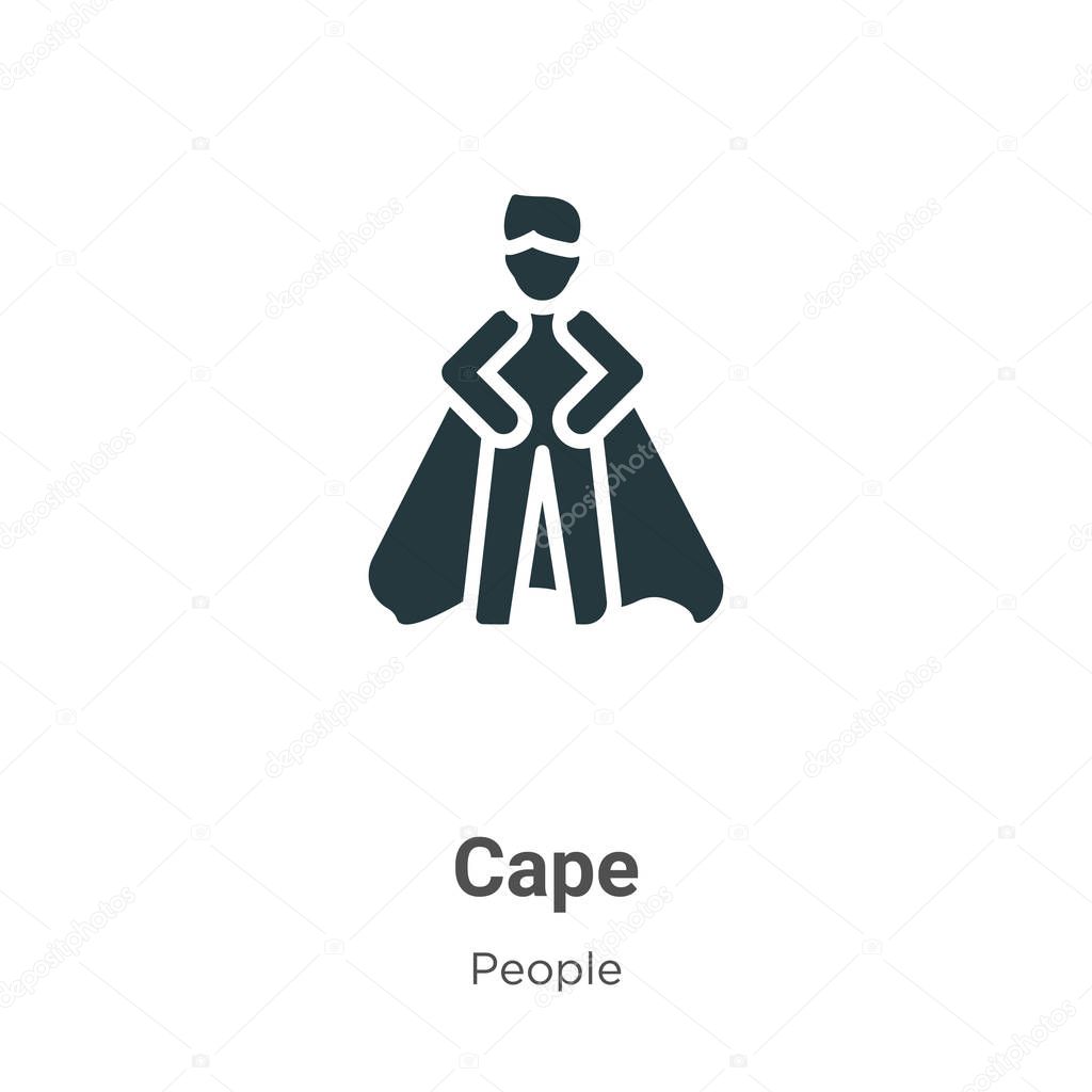 Cape glyph icon vector on white background. Flat vector cape icon symbol sign from modern people collection for mobile concept and web apps design.