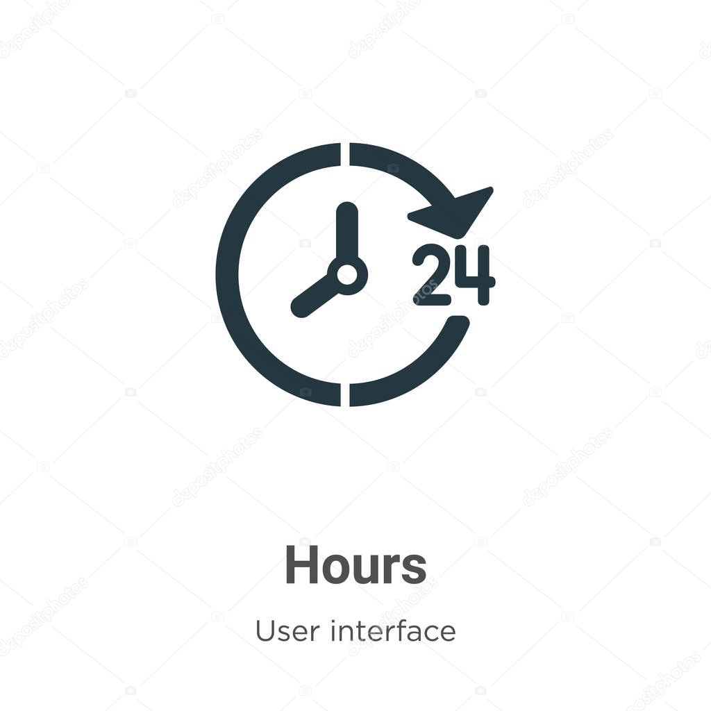 Hours vector icon on white background. Flat vector hours icon symbol sign from modern user interface collection for mobile concept and web apps design.