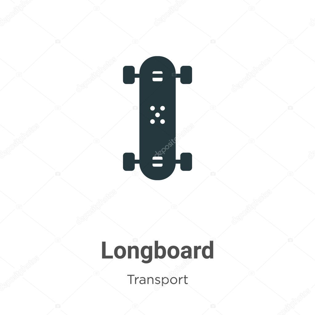 Longboard glyph icon vector on white background. Flat vector longboard icon symbol sign from modern transport collection for mobile concept and web apps design.