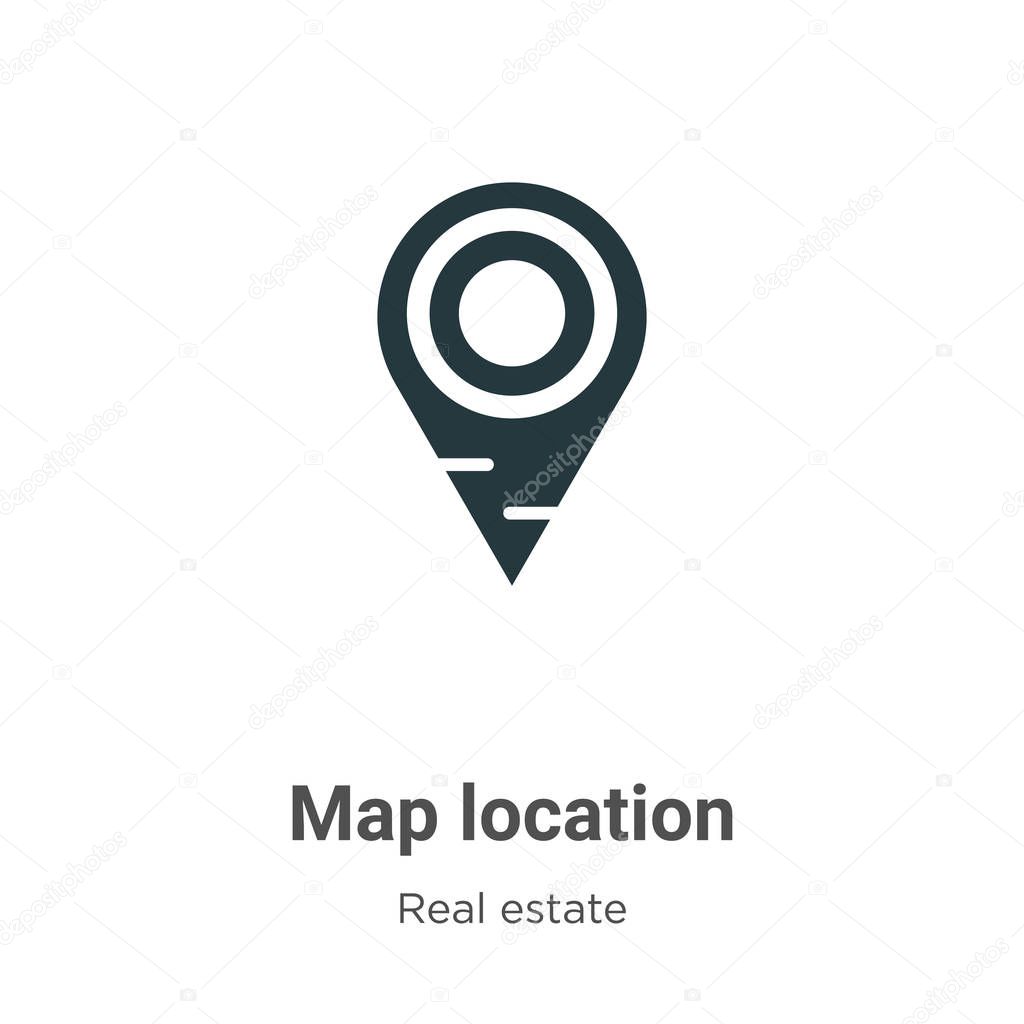 Map location glyph icon vector on white background. Flat vector map location icon symbol sign from modern real estate collection for mobile concept and web apps design.