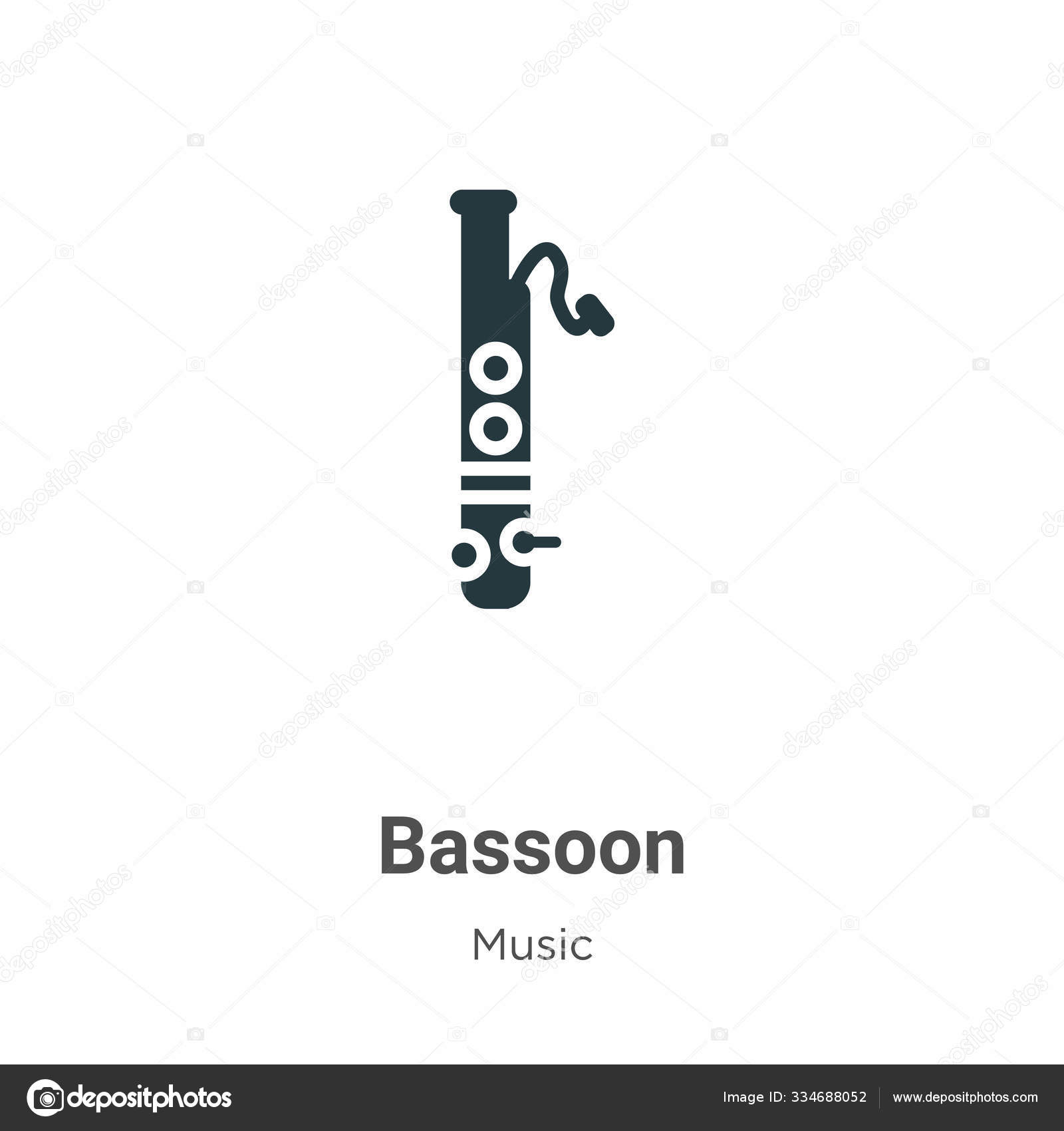 Bassoon vector icon on white background. Flat vector bassoon icon symbol sign from modern music