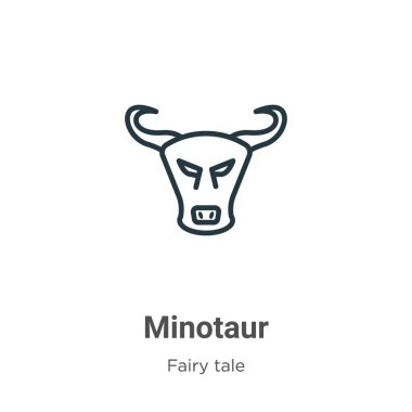 Minotaur ana hat vektör simgesi. İnce çizgi siyah minotor simgesi, düz vektör basit element çizimi beyaz arkaplanda izole edilmiş peri masalı kavramından