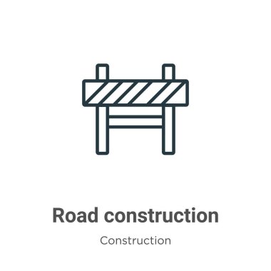 Road construction outline vector icon. Thin line black road construction icon, flat vector simple element illustration from editable construction concept isolated on white background