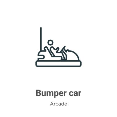 Çarpışan araba taslak vektör simgesi. İnce çizgi siyah çarpışan araba simgesi, düz vektör basit element illüstrasyonu beyaz arkaplanda izole edilmiş düzenlenebilir eğlence konseptinden