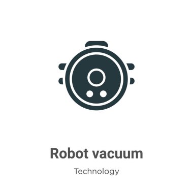 Beyaz arkaplanda robot vakumlu sembol vektörü. Mobil konsept ve web uygulamaları tasarımı için modern teknoloji koleksiyonundan düz vektör robot vakum simgesi işareti.